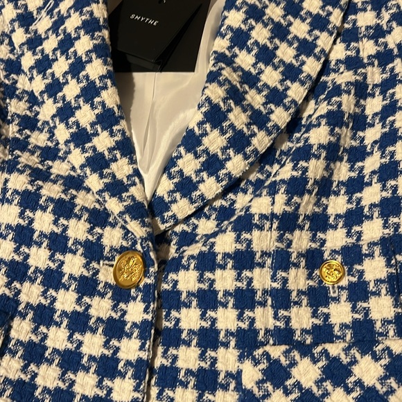 Smythe: Patch Pocket Duchess Blazer With Elbow Patches In Azure Houndstooth - Picture 3 of 7